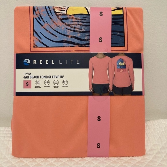 Reel Life Jacks Beach Long Sleeve UV Protection Beach Top Women’s Small Pink - Picture 2 of 6
